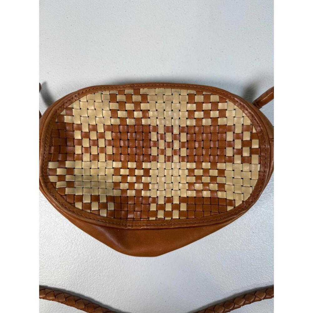 Bembien Vintage Check Ovale Crossbody Bag – Brown Woven Leather
